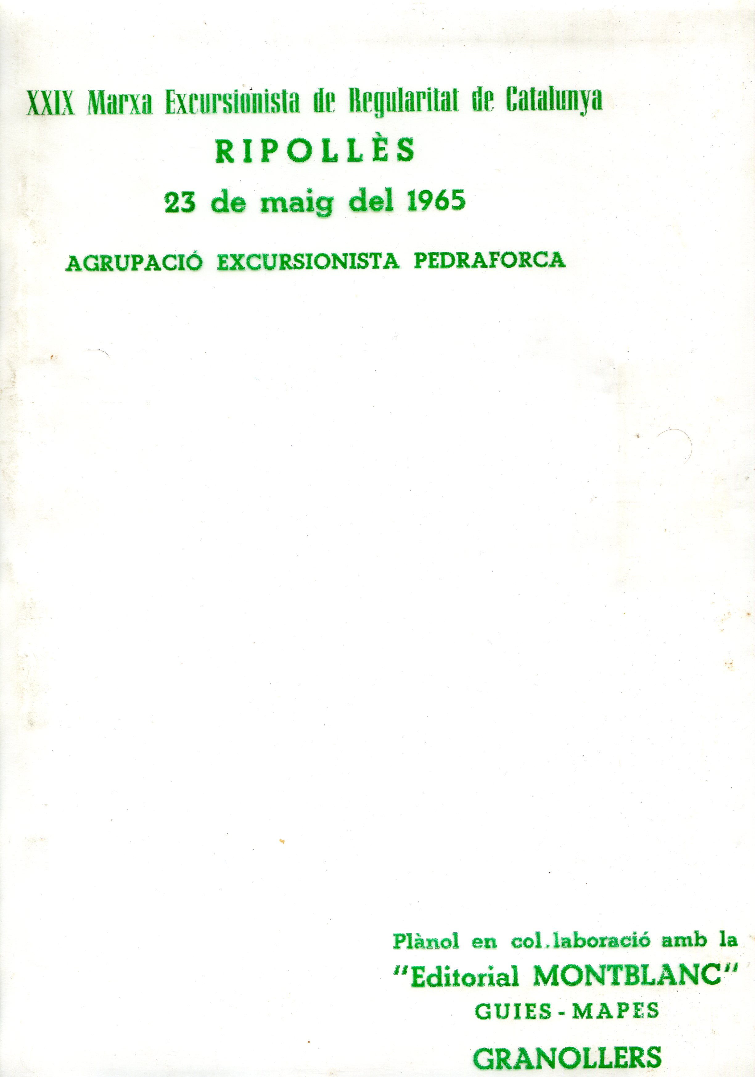 XXIX Marcha Excursionista de Regularidad de Cataluña : XXIII Prueba Oficial Regional por Montaña - Portada